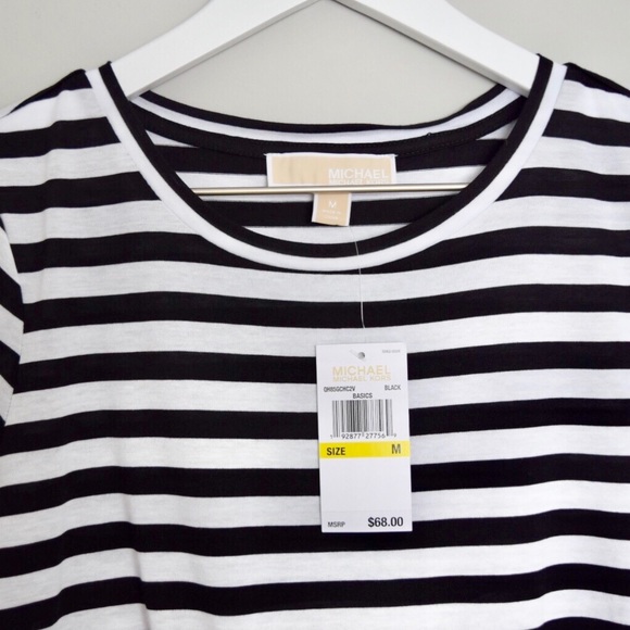 Michael Kors Black & White Striped Tee w/ Tie-Hem - Picture 2 of 7